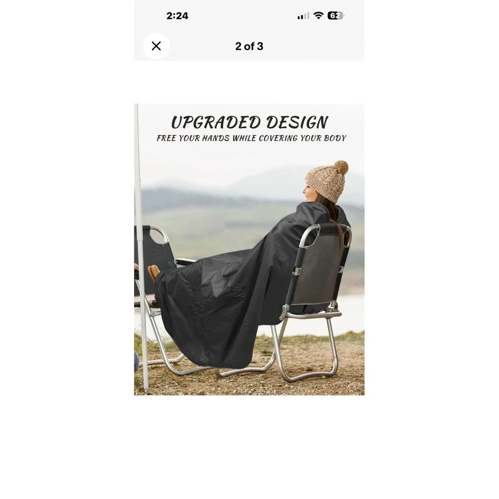 DUKUSEEK Outdoor Waterproof Stadium Blanket with Hood, Windproof Camping Blan...